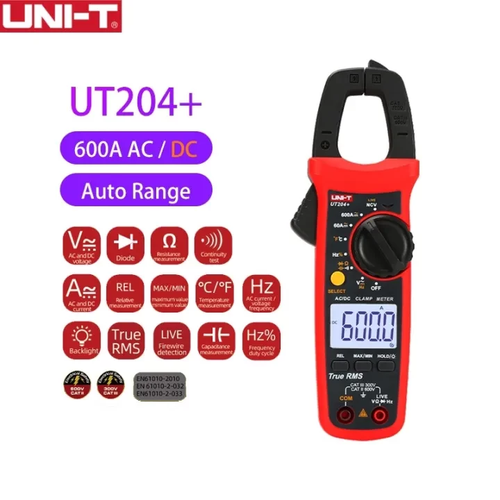 UNI-T UT204+ 600A/AC 600A/DC  Clamp Meter